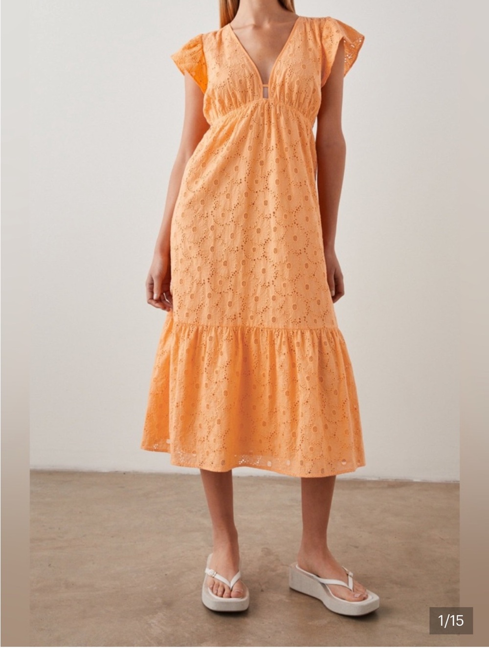 🌸 Rails Eyelet Maxi Dress | Size M | Peach